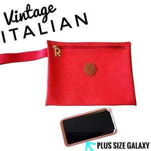 Vintage Italian Wristlet Pebbled Finish Large 9"x11" Cherry Red